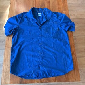 Columbia Men's Royal Blue Short Sleeve Button Up Shirt Size XL